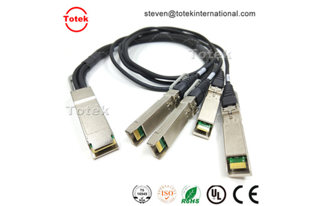 TE 2821033-1 QSFP to 4 SFP+ 28Gbps Copper Cable Assemblies